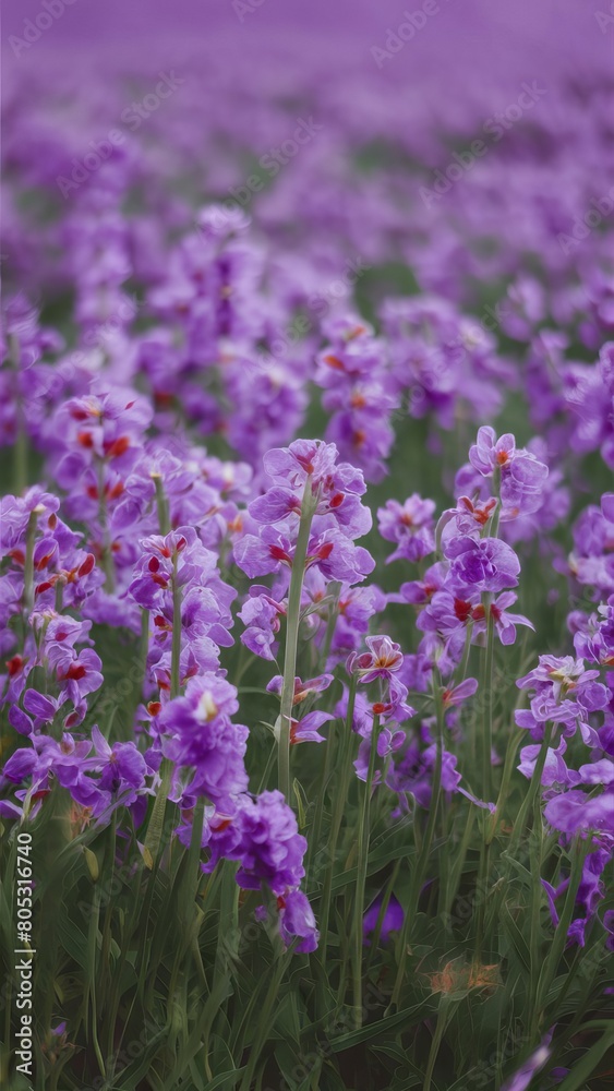 Obraz premium Delicate purple wildflowers in a clearing field