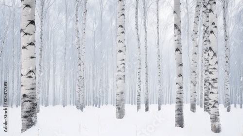 snowflakes winter birch trees