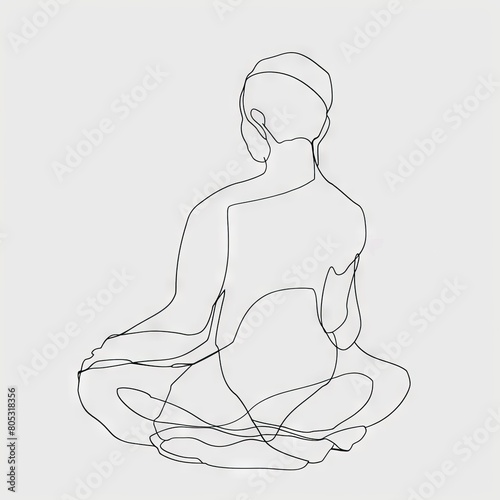 Abstract meditative calm  zen buddha line art on soft background evoking serenity and mindfulness. Great as logo or print design inspiration