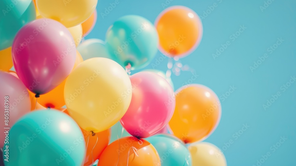 Background with balloons of different colors. Design a greeting card or a birthday invitation. Background with balloons of different colors. Design a greeting card or a birthday invitation.