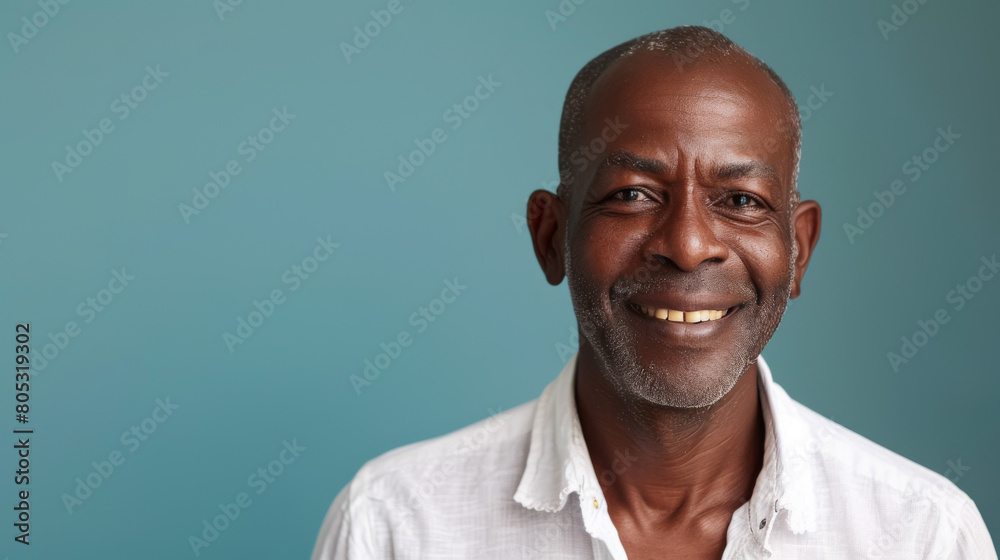 A man with a white shirt and gray hair is smiling A man with a white shirt and gray hair is smiling