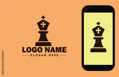 chess icon Checkmate Board game Strategic game flat logo sign symbol editable vector