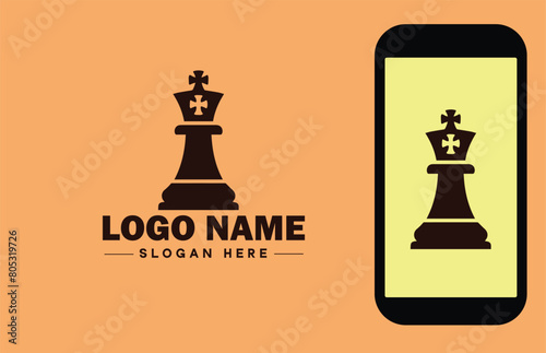 chess icon Checkmate Board game Strategic game flat logo sign symbol editable vector