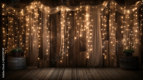 rustic barn wood with lights