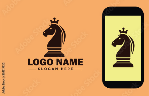 chess icon Checkmate Board game Strategic game flat logo sign symbol editable vector