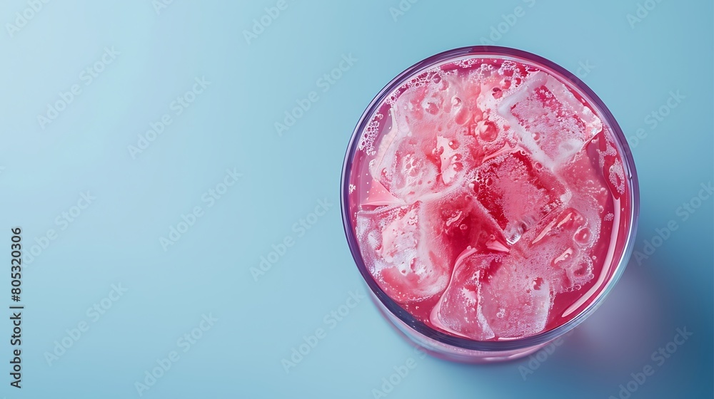A cold drinks in a glass with some ice cubes in it A cold drinks in a glass with some ice cubes in it