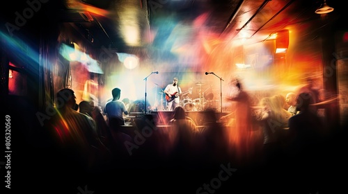 performers blurred tavern interior