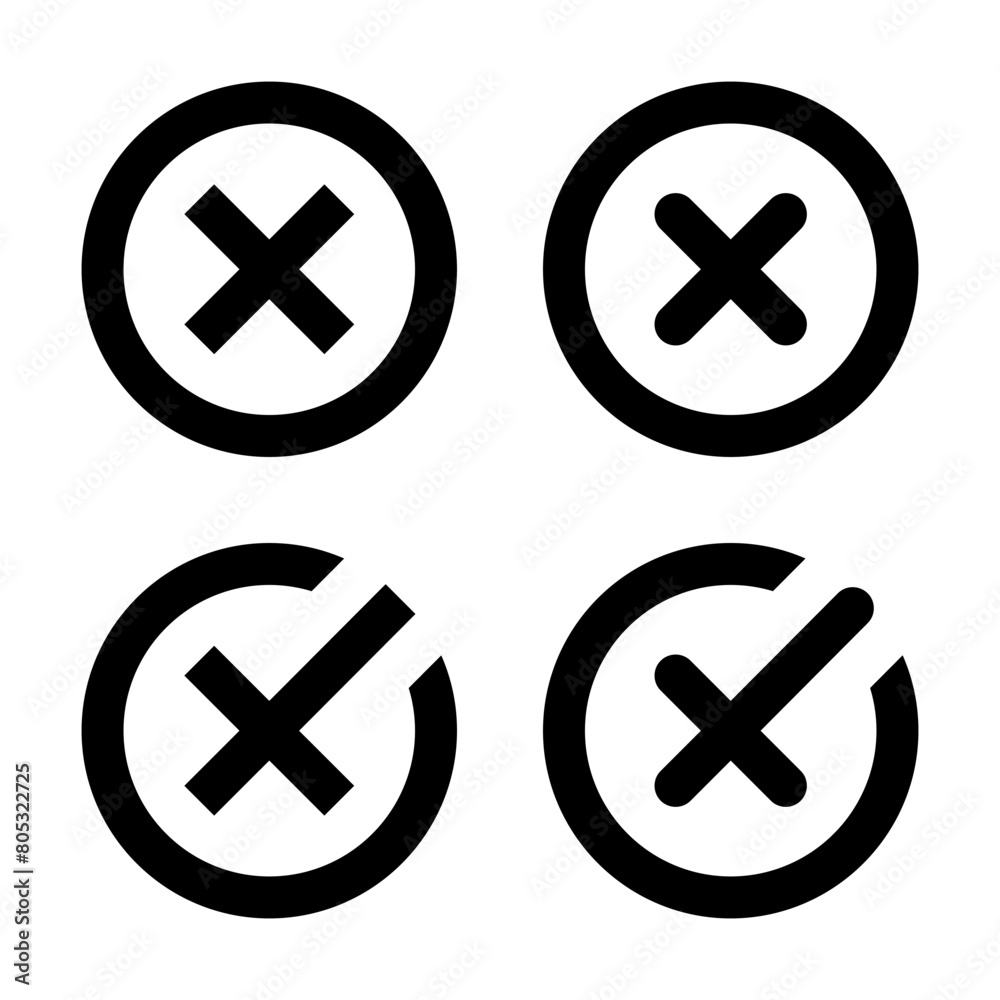 Obraz premium Cross sign icon set in generic style. X mark sign symbol