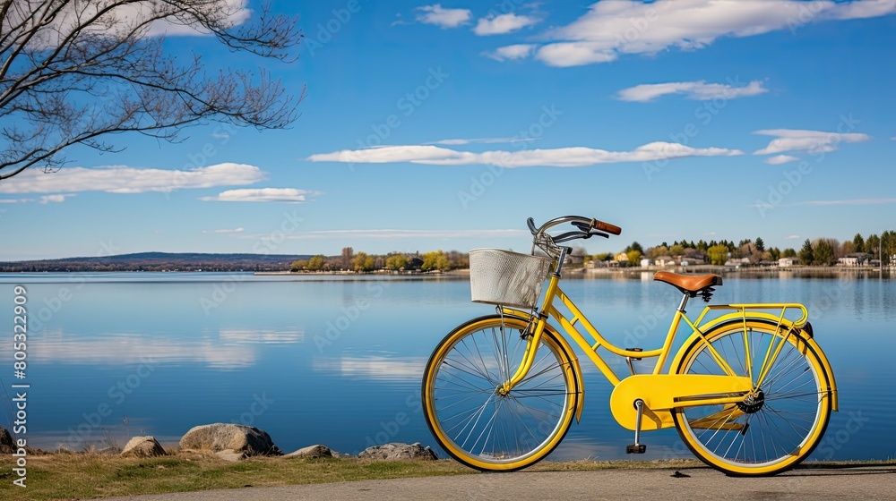 Fototapeta premium ride yellow bicycle