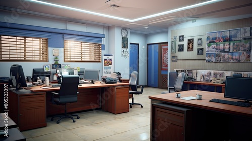 computer police station interior