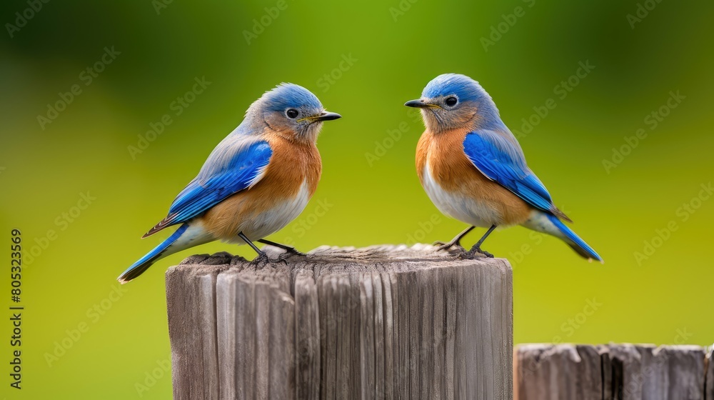 Fototapeta premium fence eastern blue birds