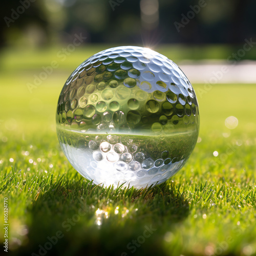 glass golf ball on a golf course