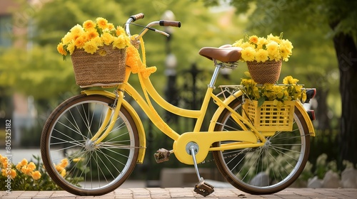 bright yellow bicycle photo