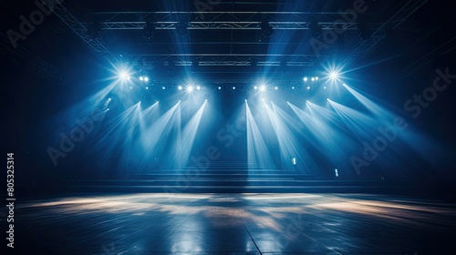 performance stage lights blue