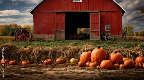 barn farm pumpkin background photo