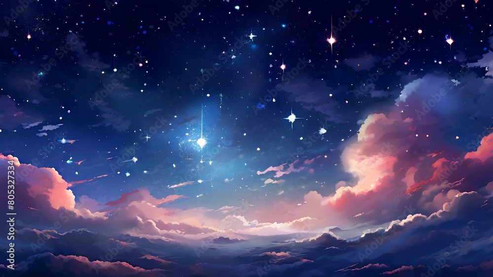 Fototapeta premium Starry skies designing a space Scene with twinkling stars and nebulous clouds