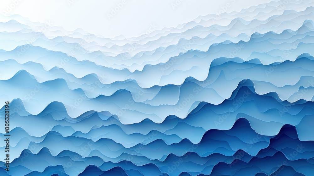 Fototapeta premium Abstract Blue Background With Wavy Shapes