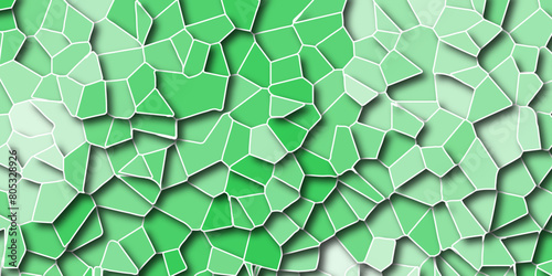 Abstract Light Royel green Broken Stained floor design with crack stone. Artful decoration of stone cubes in architectural design. Geometric hexagon tiles textured with cracked rock. photo