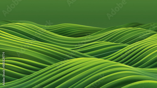 farm green banner, organic abstract background with fields. wavy green lines, natural organic products. ecology background. striped farmer green Pattern.Generative Ai.