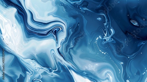 Abstract blue liquid background with swirling patterns and fluid shapes, creating an otherworldly atmosphere.