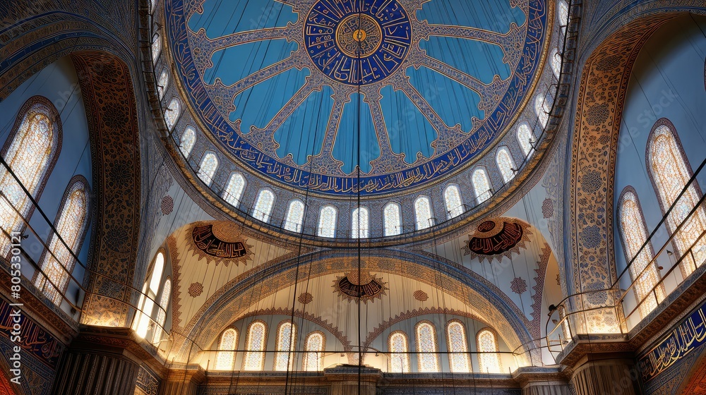 Naklejka premium islamic blue mosque interior