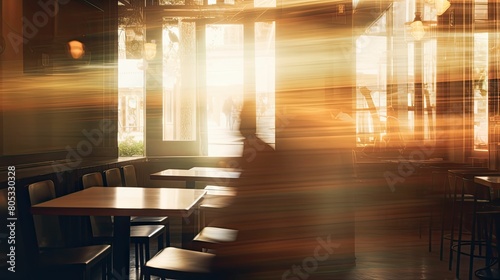 streaks blurred cafe interior