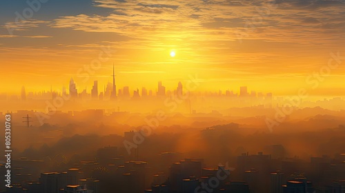 city yellow sunrise