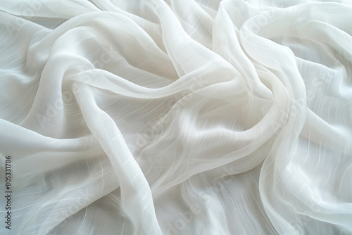 A minimalist background with a sheer muslin fabric texture in pure white, evoking simplicity and purity.