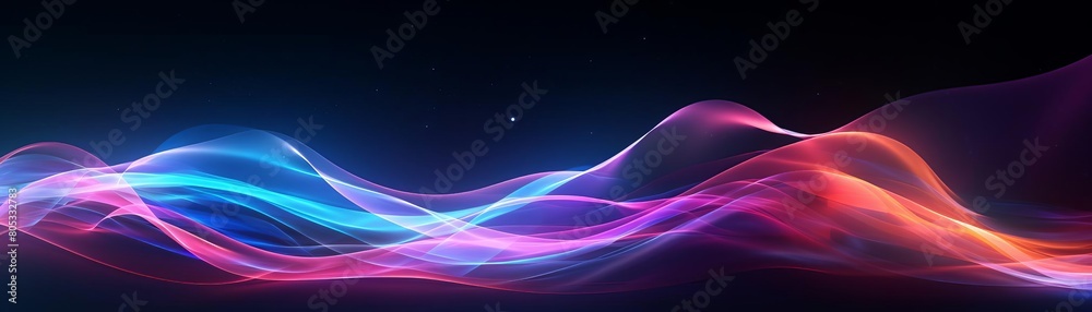 A colorful wave with a star in the middle. The wave is purple, blue, and red A colorful wave with a star in the middle. The wave is purple, blue, and red