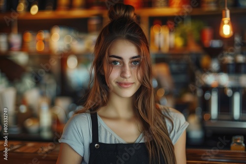 young waitress at cafe  young waitress at cafe