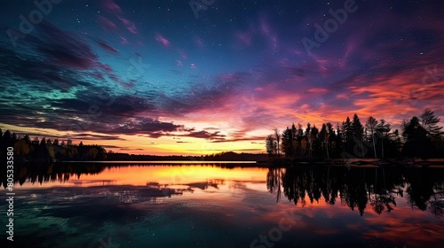 glow sunset with stars