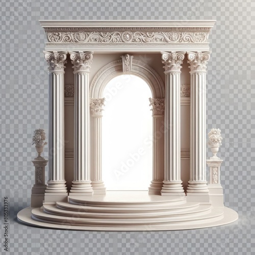 A wedding arch with columns isolated on transparent background Generative ai