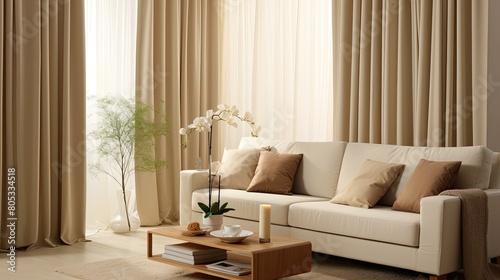 fabric beige curtains