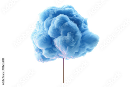 Sky blue cotton candy isolated on transparent background