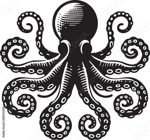 octopus silhouette isolated on white background. octopus logo.