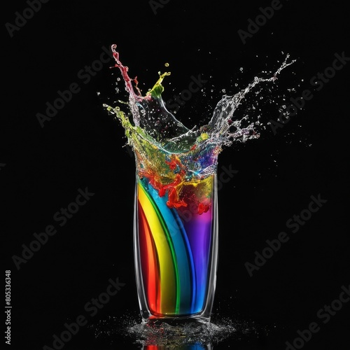 burst of colors in a glass glass