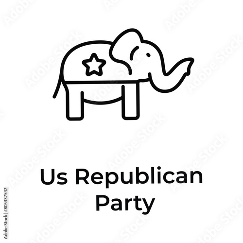 Get his amazing icon of us republican party, elephant vector