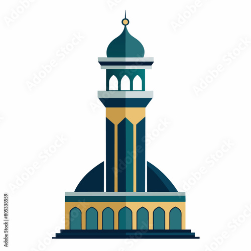 modern mosque tower, stylish modern mosque, solid white color background (3)