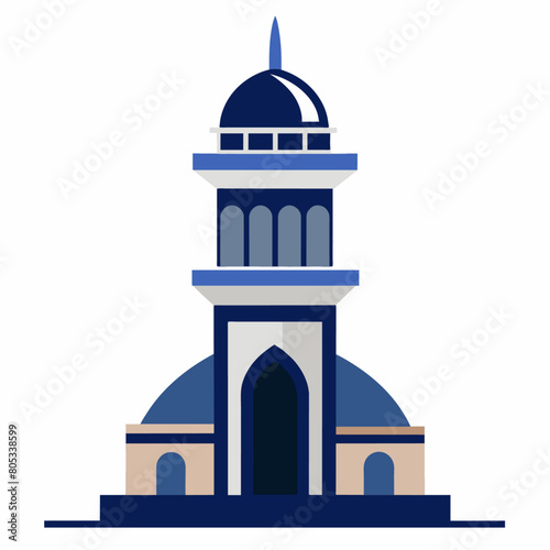 modern mosque tower, stylish modern mosque, solid white color background (12)