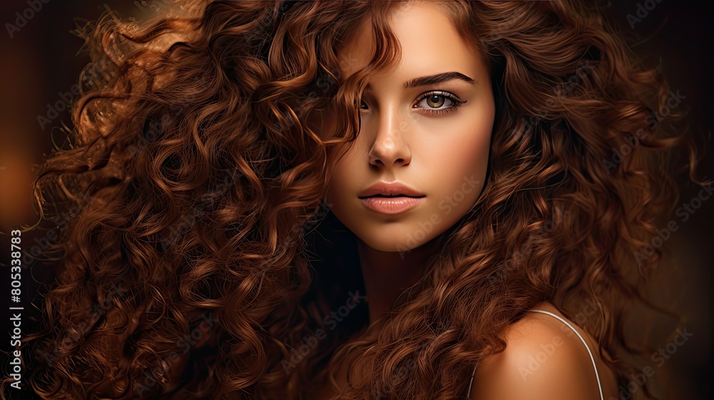 Fototapeta premium shoulders curly brown hair