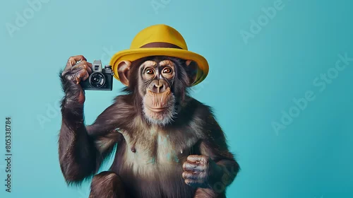 Obraz Snapshot Savvy: Monkey with a Camera and Style