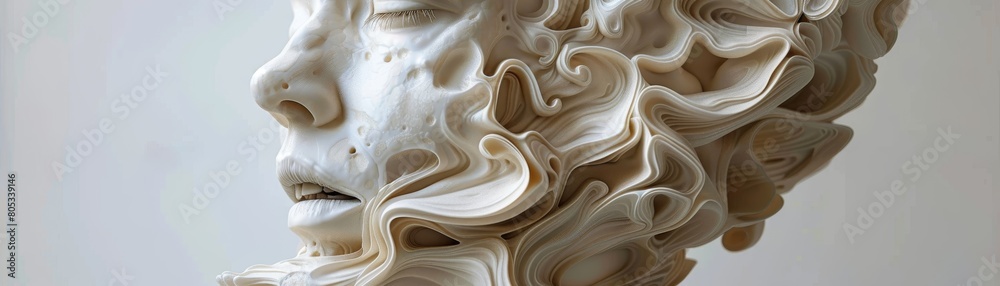 A sculpture of a face with a lot of hair and a lot of wrinkles A sculpture of a face with a lot of hair and a lot of wrinkles
