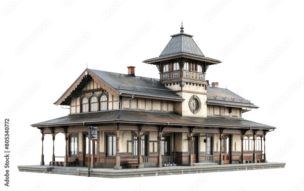 Railway station isolated on Transparent background.
