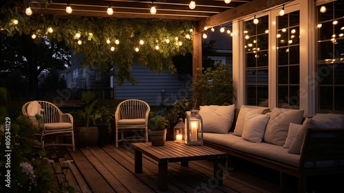 inviting patio with lights © vectorwin