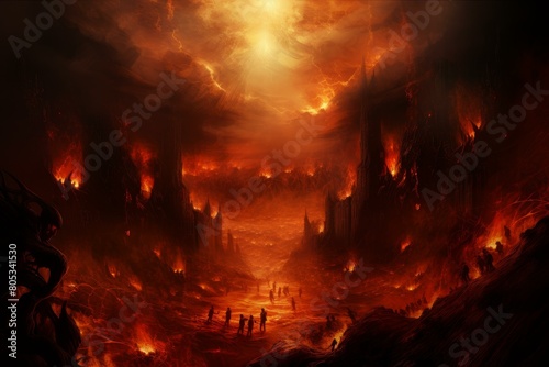 Relentless Souls hell fire. God soul. Generate Ai © juliars