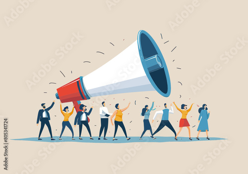 Loud Voice Announcement from Business People - Marketing Communication, Employee Promotion, Community Speech, Public Relations Concept