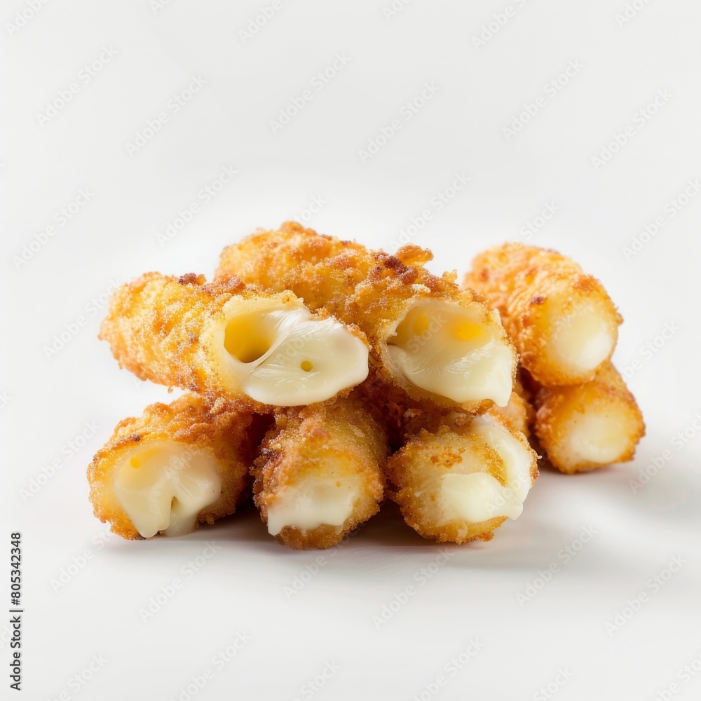 A pile of fried food sits atop a pristine white table, showcasing delicious fast food favorites