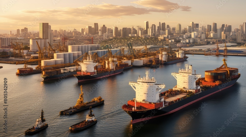 Fototapeta premium cranes oil ships