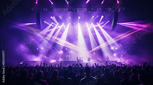 crowd purple stage lights