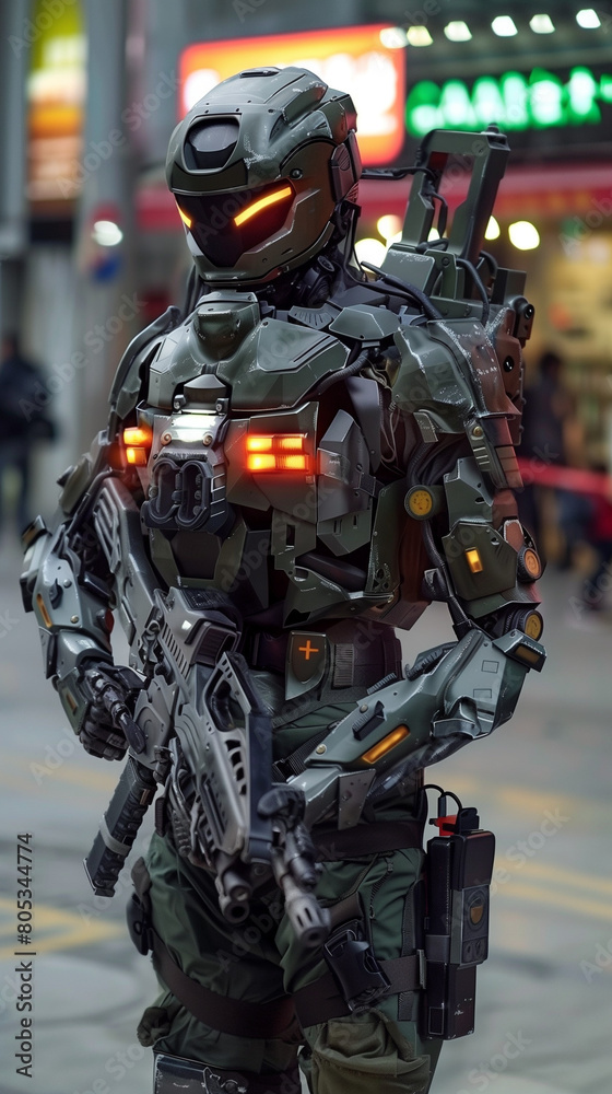 Humanoid robot helper as soldier, police, medic and fireman Humanoid robot helper as soldier, police, medic and fireman